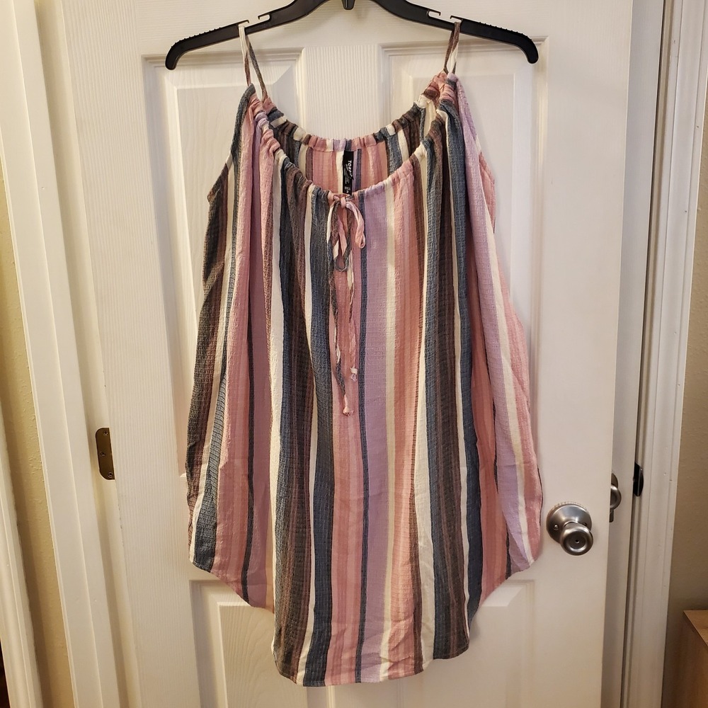 Torrid sz‎ 2 Sleep dress Nightgown striped rayon blend loose slvless Comfy
